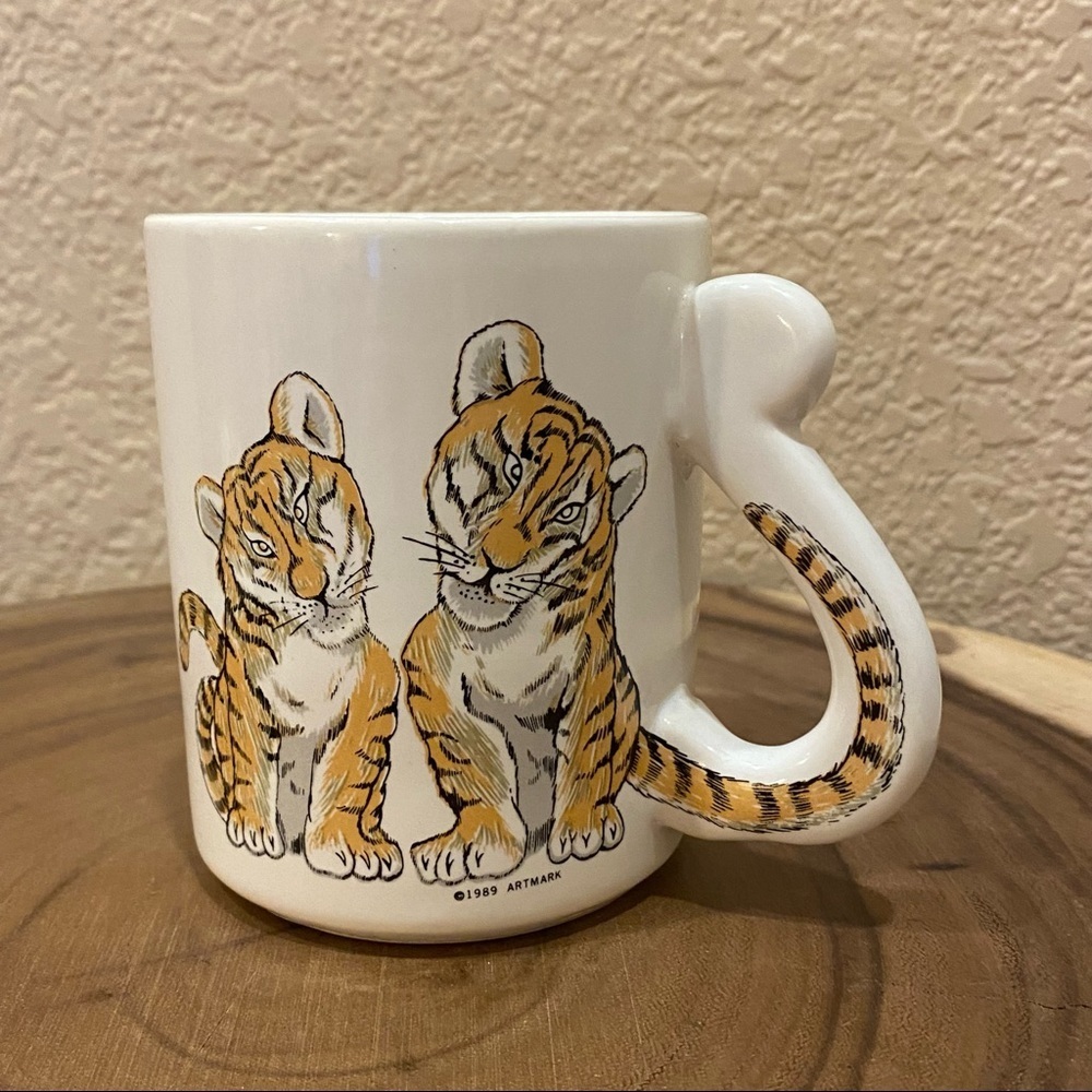 Vintage tiger mug kittens 1989‎ artmark tail handle